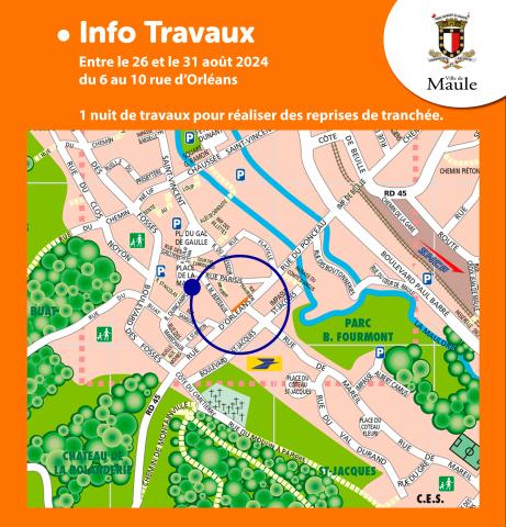 Info travaux Grdf rue orleans aout 2024